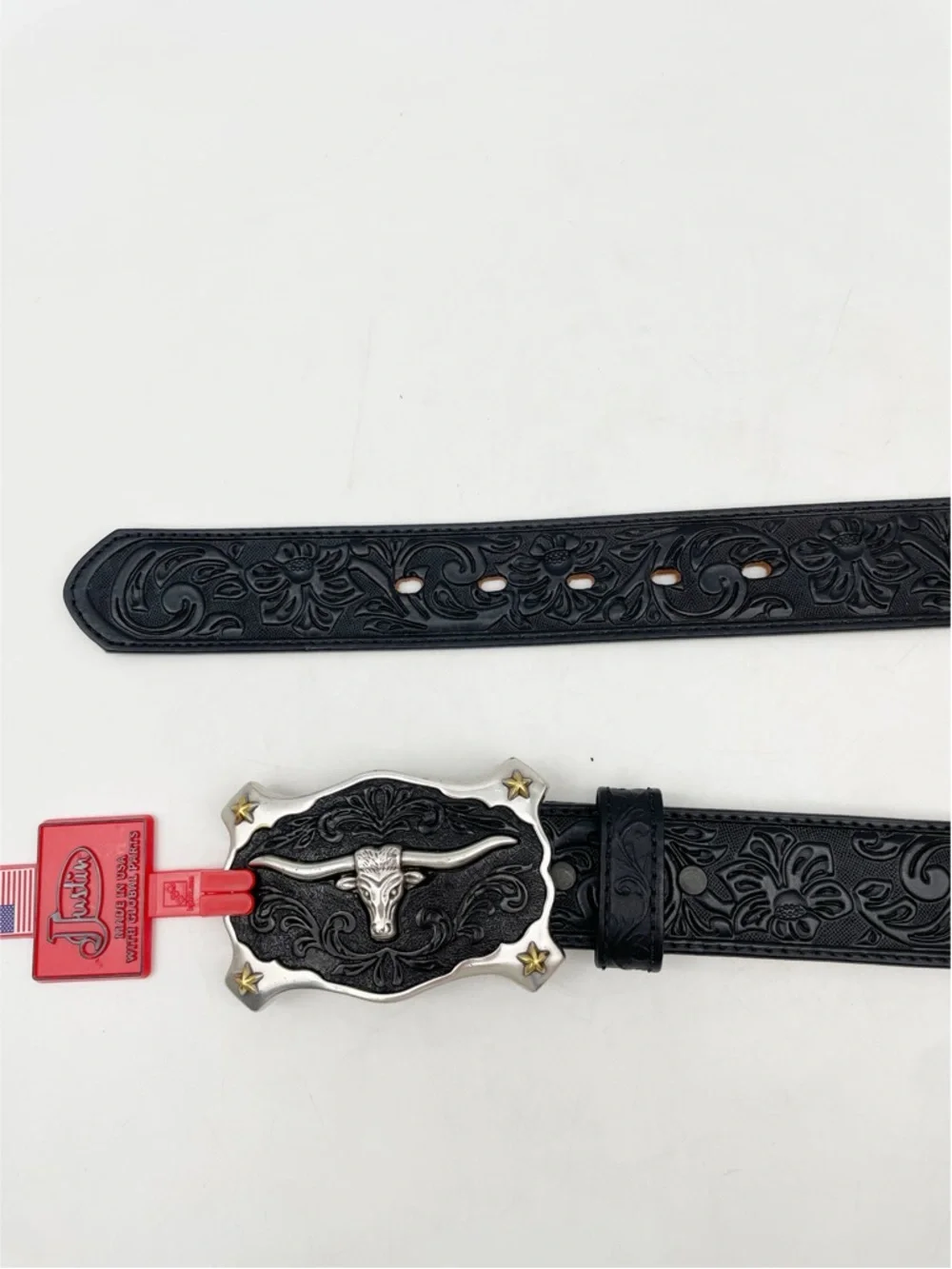 Justin Classic Long Horn Trophy Buckle & Belt